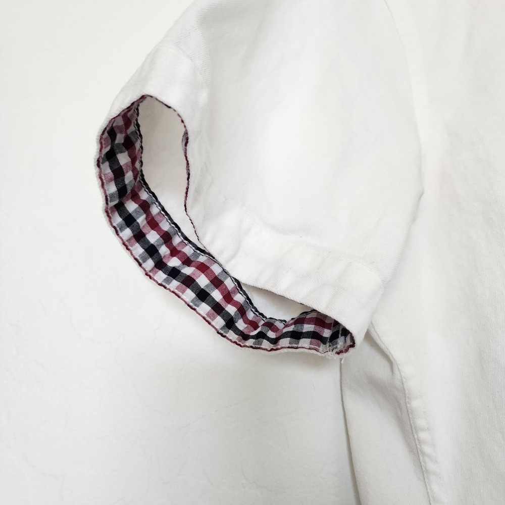 COOFANDY Mens XL White Button Front Shirt Plaid Trim Faux Leather Pocket Casual - Picture 6 of 10